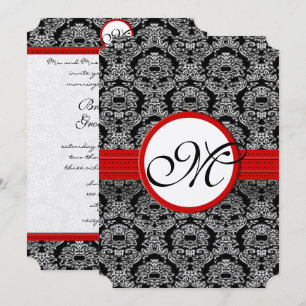 New Sizes Black Damask Swirls Wedding Invitation