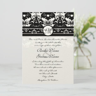 New Sizes Black Damask Swirls Wedding Invitation