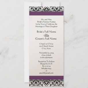 New Sizes Damask Swirls Wedding Invitation