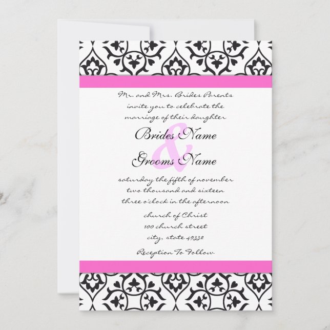 New Sizes  Damask Swirls Wedding Invitation (Front)