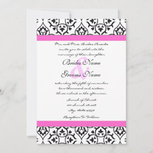 New Sizes  Damask Swirls Wedding Invitation