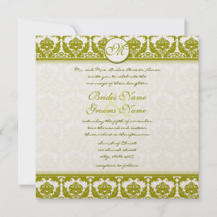 New Sizes Olive Lime Damask Wedding Invitation