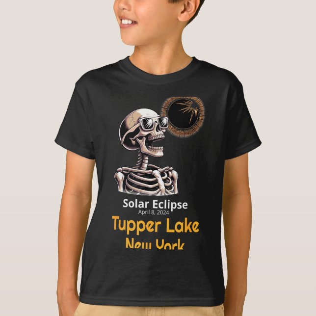 New Skeleton Solar Eclipse Tupper Lake T-Shirt (Front)