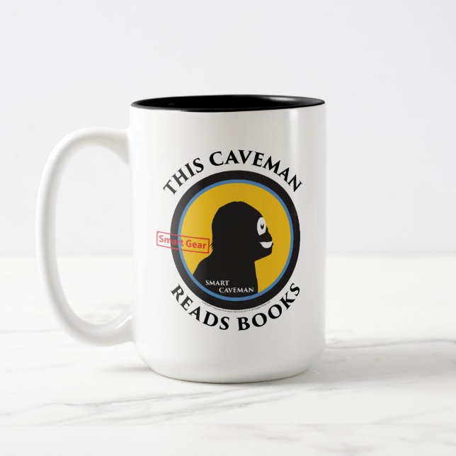 New Smart Gear Caveman Reads Books Mug (Left)