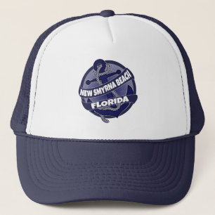 New Smyrna Beach Florida anchor swirl trucker hat