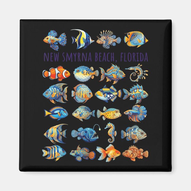 New Smyrna Beach Florida Colourful Fish Design Magnet (Front)
