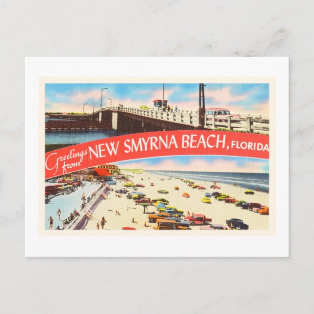 New Smyrna Beach Florida FL Old Travel Souvenir Postcard (Front)