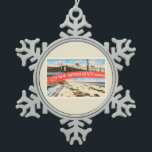 New Smyrna Beach Florida FL Old Travel Souvenir Snowflake Pewter Christmas Ornament<br><div class="desc">New Smyrna Beach,  Florida FL

A nostalgic,  vintage travel souvenir postcard image,  an authentic retro design. Greetings from the American Travelogue Virtual Touring Company!</div>