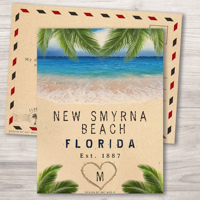 New Smyrna Beach Florida Sand Tropical Palm Leaves Postcard (Creator Uploaded)