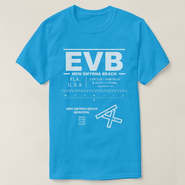 New Smyrna Beach Municipal Airport EVB T-Shirt (Design Front)