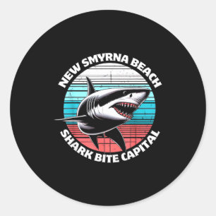 New Smyrna Beach_ Shark Bite Catal Graphic  Classic Round Sticker