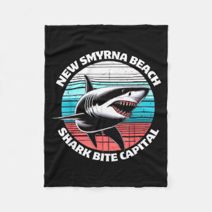 New Smyrna Beach_ Shark Bite Catal Graphic  Fleece Blanket