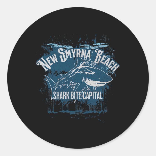 New Smyrna Beach Shark Bite Catal Of The World Gra Classic Round Sticker (Front)