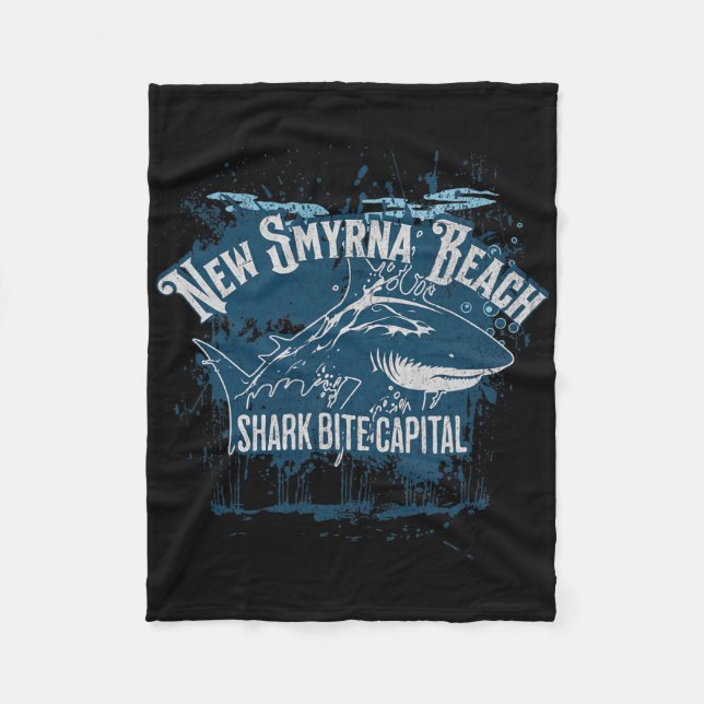 New Smyrna Beach Shark Bite Catal Of The World Gra Fleece Blanket (Front)