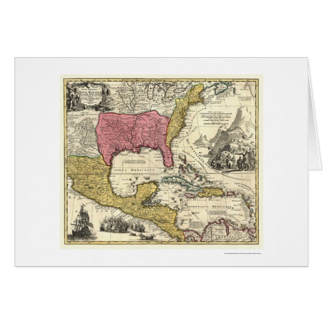 New Spain America Map 1712 (Front Horizontal)