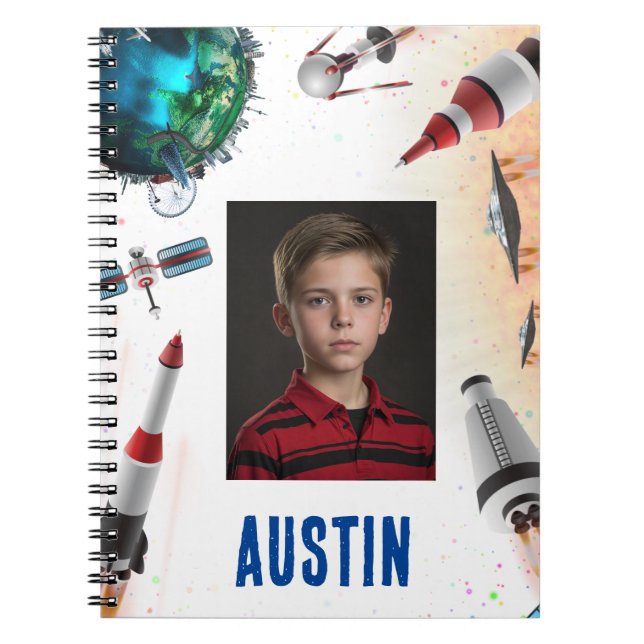 NEW! Spiral Notebook - Space (add photo and name)  (Front)