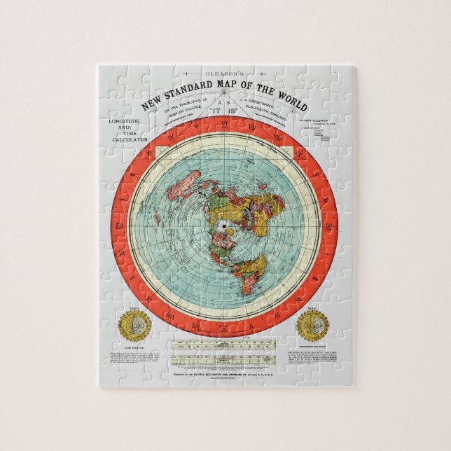 New Standard Map of the World Flat Earth Earther Jigsaw Puzzle (Vertical)