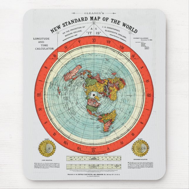 New Standard Map of the World Flat Earth Earther Mouse Pad (Front)