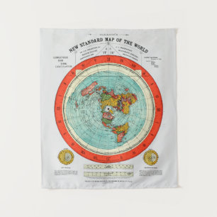 New Standard Map of the World Flat Earth Earther Tapestry