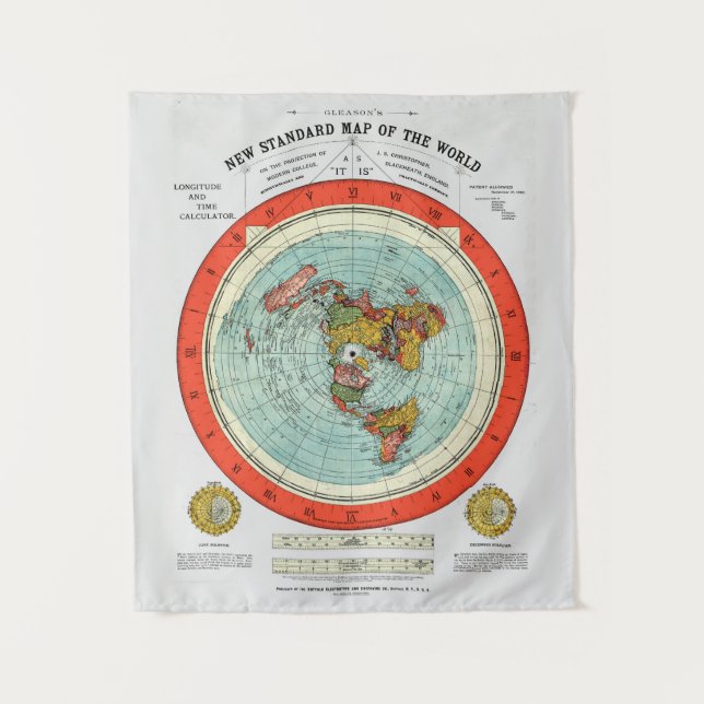 New Standard Map of the World Flat Earth Earther Tapestry (Front)