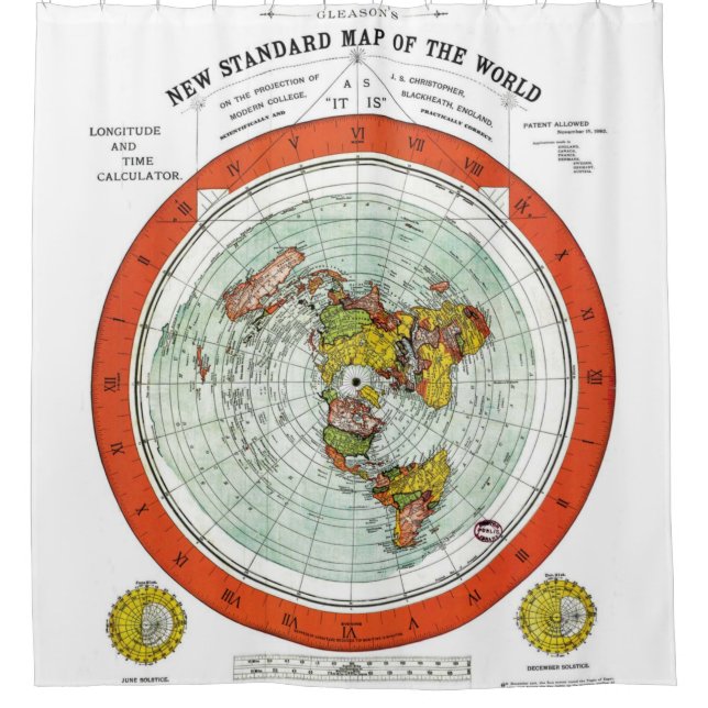 New standard map of the world shower curtain (Front)