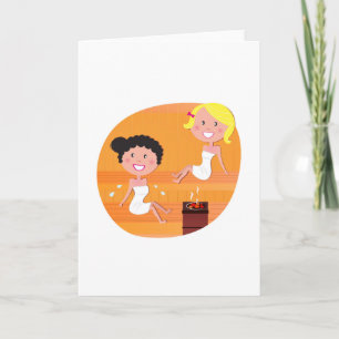 New stylish Greeting with 2 Sauna girls Card