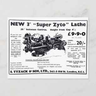 New Super Zyto Lathe Avert 1930's Postcard