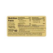 New Tabular Honey Nutrition Facts Gold Product