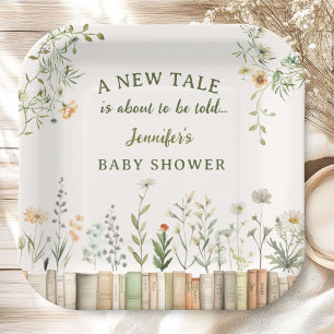 New Tale Library Baby Shower Gender Neutral Paper Plate