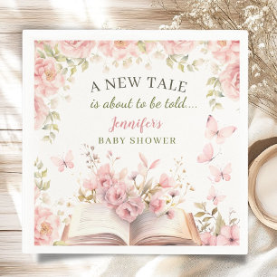 New Tale Library Baby Shower Girl Pink Floral Napkin