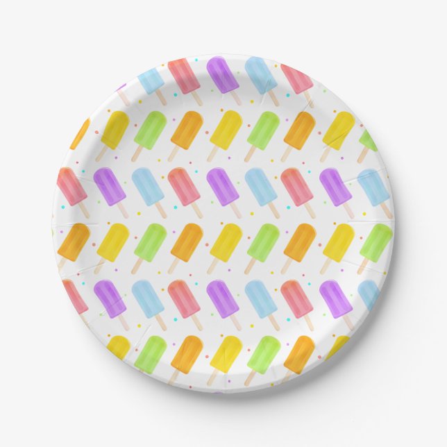 New Tasty Summer Watercolour Popsicle Pattern Paper Plate (Front)