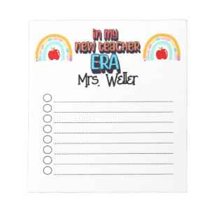 New Teacher personalised  Back to school era to-do Notepad