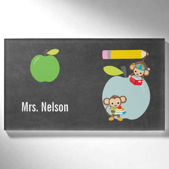New Teacher School Year Monkeys Greeting Name Tag (Front)