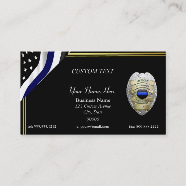 NEW Thin Blue Line Custom Badge Business Card (Front)
