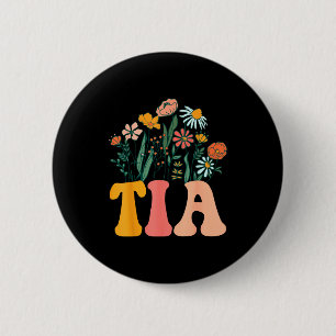 New Tia Wildflower First Birthday & Baby Showe 6 Cm Round Badge