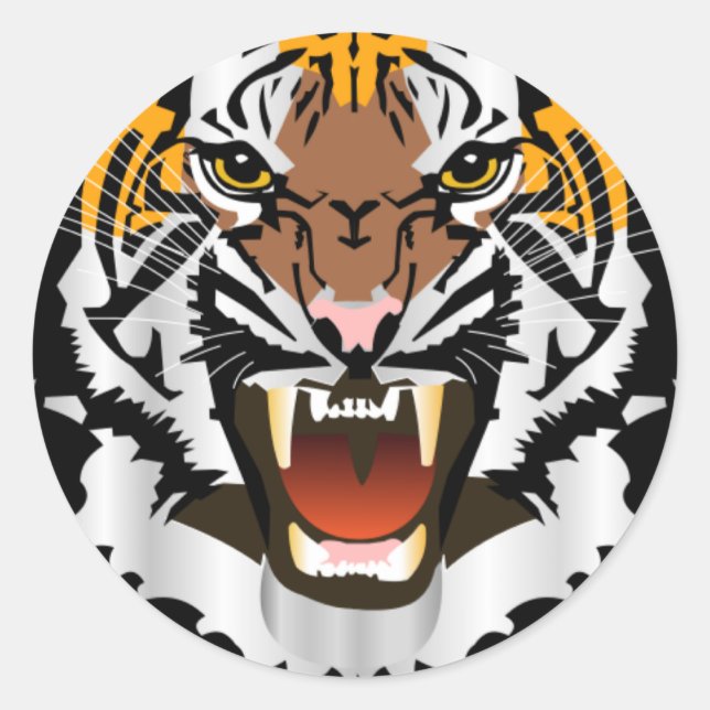 NEW TIGER HEAD CLASSIC ROUND STICKER (Front)