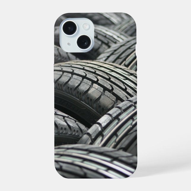 New Tires Arranged in Rows iPhone 15 Case (Back)