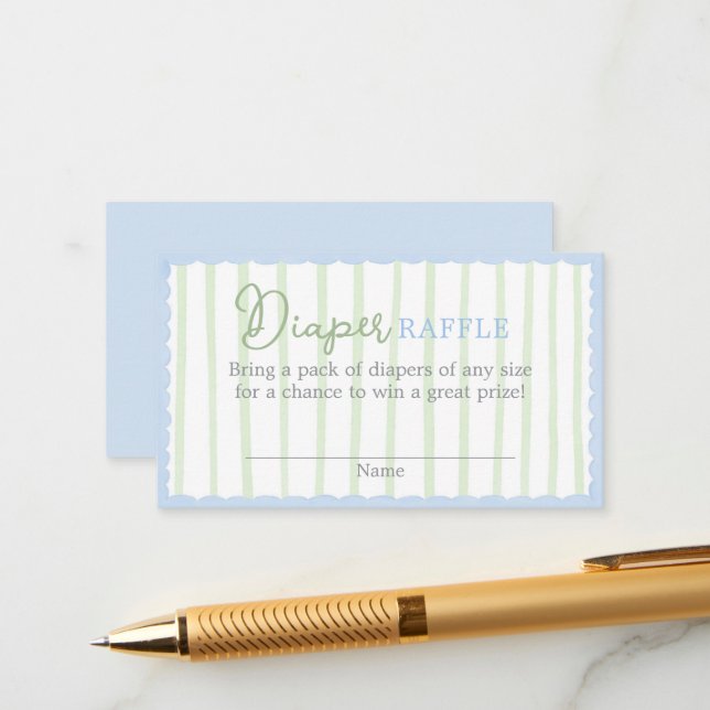 New to the Club Baby Shower Diaper Raffle Card (Front/Back In Situ)