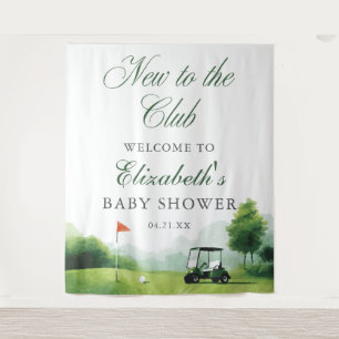 New to the Club Golf Baby Shower Photo Backdrop Tapestry