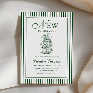 New to the Club Golf Boy Baby Shower Invitation