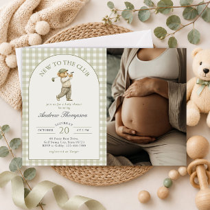 New to the Club Golf Boy Baby Shower Photo Invitation