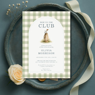 New To The Club Golf Gingham Baby Shower Invitation