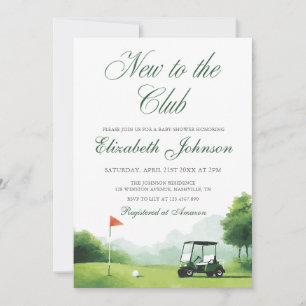 New to the Club Golf Modern Baby Shower QR Code Invitation