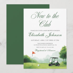 New to the Club Golf Modern Watercolor Baby Shower Invitation