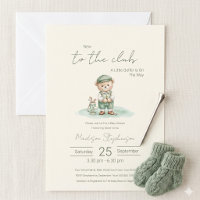 New To The Club Golfing Bear Baby Shower QR Code