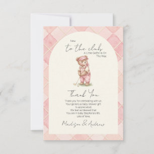 New To The Club Golfing Bear Baby Shower Thank You Card