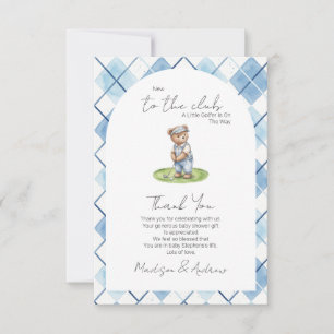 New To The Club Golfing Bear Baby Shower Thank You Card