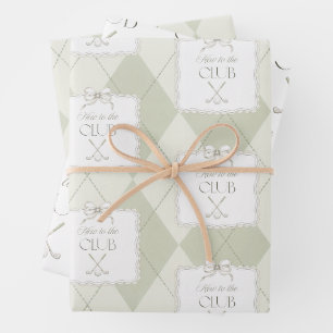 New To The Club Olive Green Golf Baby Shower Wrapping Paper Sheet