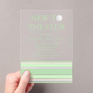 New To The Club Preppy Baby Shower Acrylic Invitations