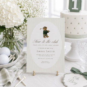 New to the Club Vintage Teddy Bear Golfer Preppy Invitation